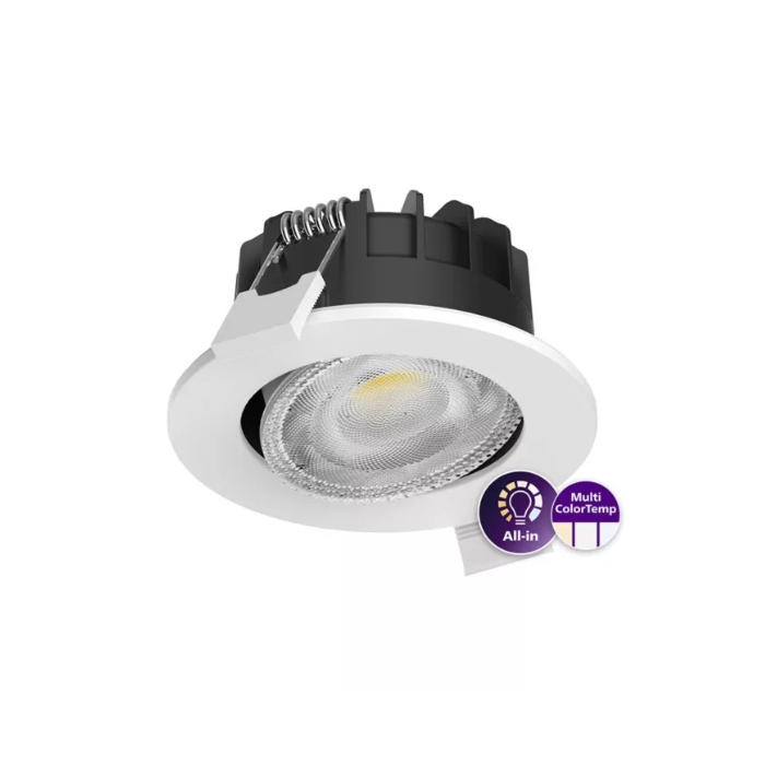 Philips LED Ledinaire Adjustable Downlight | 6w CCT 550lm |60D Phase-Cut Dim - White